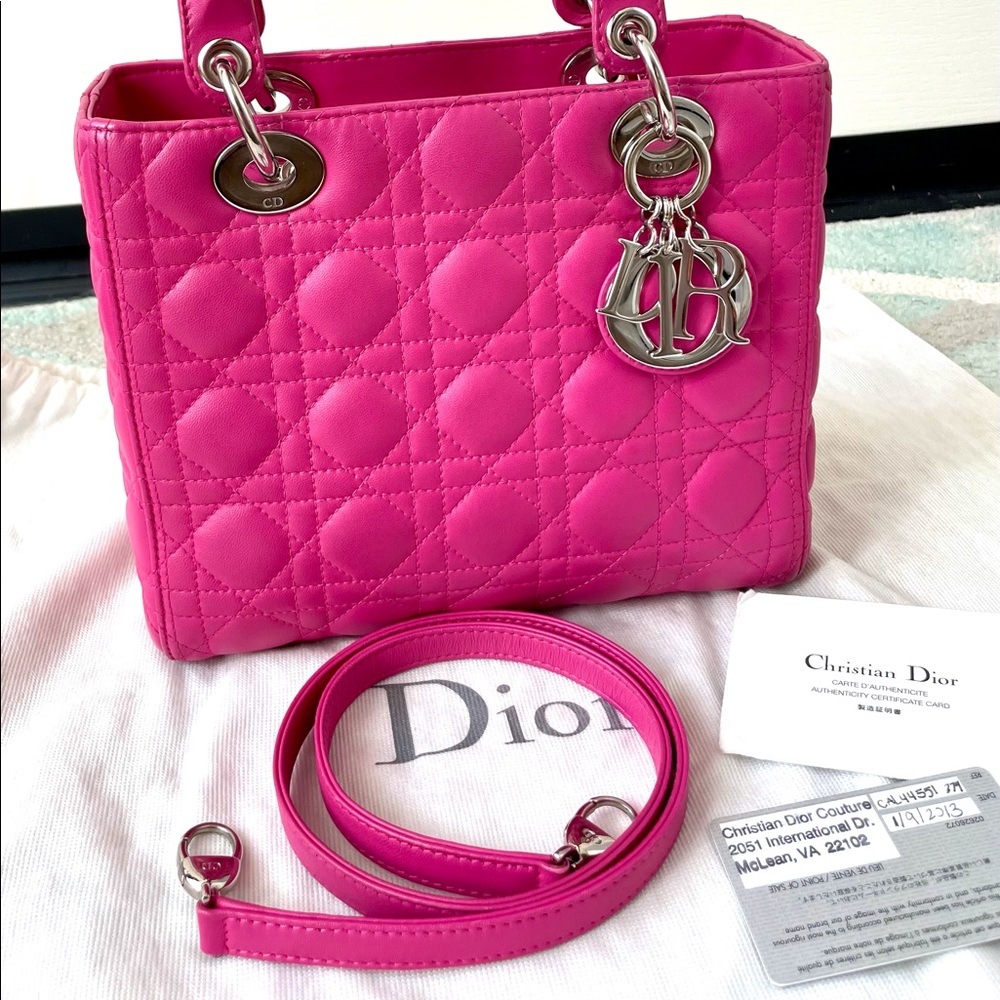 Christian Dior Pink Lambskin Medium Size